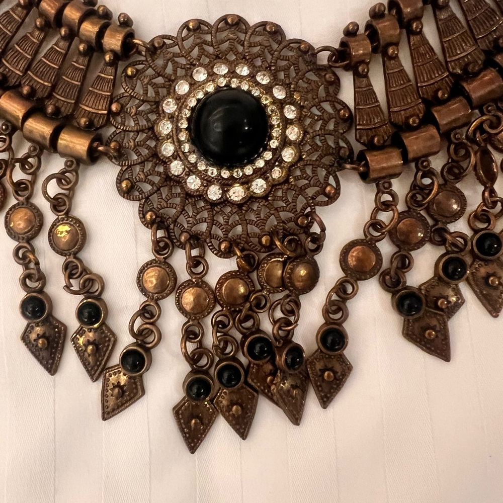 Vintage Egyptian Copper Bohemian Statement Necklace - Picture 3 of 6